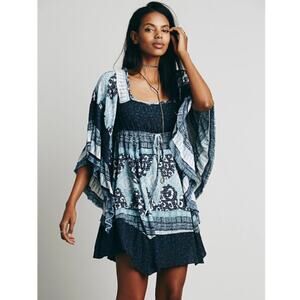 Free People Blue Indigo Combo Heart Of Gold Dress Sz.S